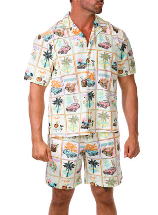 Thumbnail 1: MALIBU Men's 2 Pc Tropical Print Shorts Set 