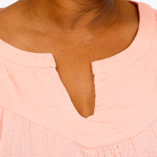 Thumbnail 3: Lands End Plus Gauze Split Neck Yoke Top 