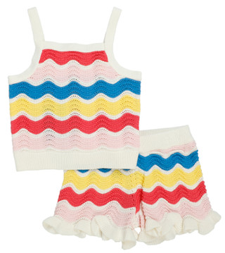 Thumbnail 2: Andy & Evan Toddler Girls 2 Pc Crochet Shorts Set  
