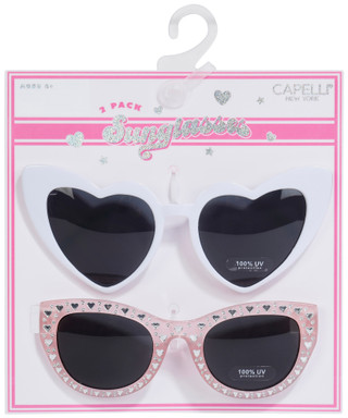Thumbnail 1: Capelli New York 2 Pk Heart Rhinestone Studded Sunglasses 