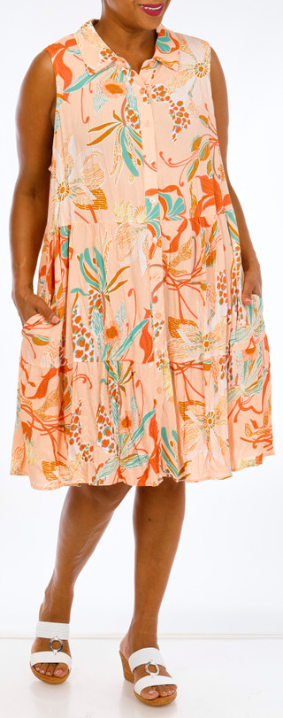 Thumbnail 1: Kaktus Plus Sleeveless Button Front Dress 