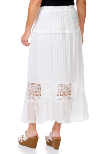 Thumbnail 3: Kings Road Women's Gauze Crochet Midi Skirt 