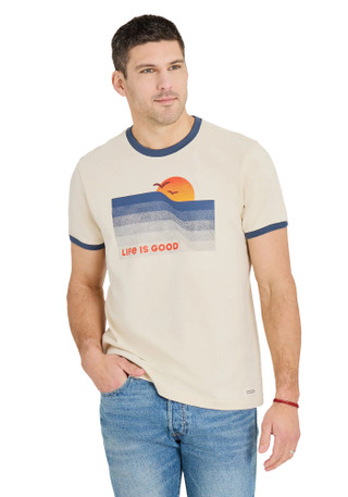 Thumbnail 1: Life is Good Men's Outdoor Wavy Sunset Graphic Tee 
