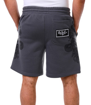 Thumbnail 2: Rebel Vengeance Men's Skull Graphic Knit Shorts  