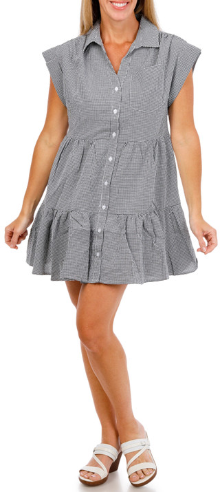 Thumbnail 3: ELAN Women's Short Sleeve Button Down Dress 