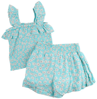 Thumbnail 2: VOLCOM Big Girls 2 Pc Smocked Floral Tank & Shorts Set 