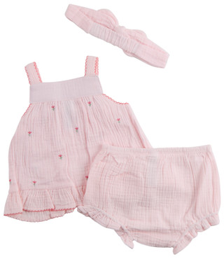 Thumbnail 2: Little Me Baby Girls 2 Pc Tulip Sunsuit & Headband Set 