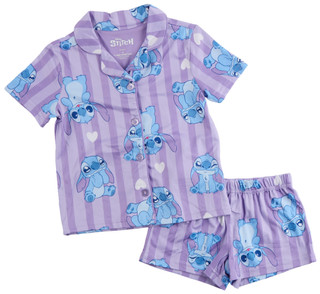 Thumbnail 1: Disney Little Girls 2 Pc Stitch Pajama Shorts Set 