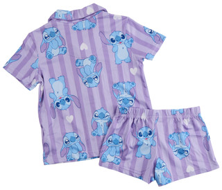 Thumbnail 2: Disney Little Girls 2 Pc Stitch Pajama Shorts Set 