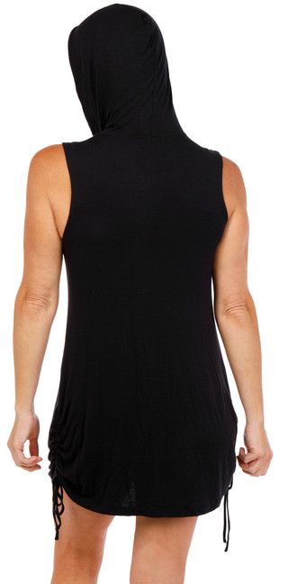 Thumbnail 4: J VALDI Women's Sleeveless Zippered Hoodie Coverup 