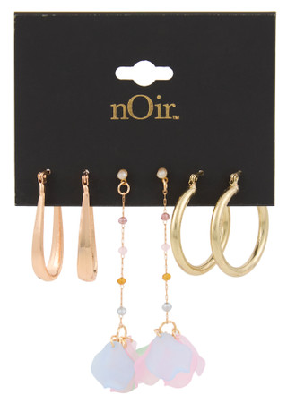Thumbnail 1: Noir 3 Pk Hoop Drop Earrings  