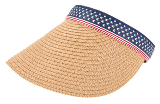 Thumbnail 1: MADD HATTER Americana Star Band Straw Visor 