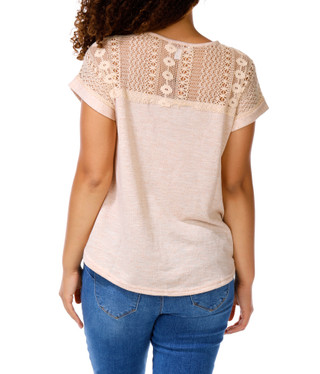Thumbnail 2: Anneliese Women's Short Sleeve Western Crochet Back Top 