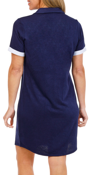 Thumbnail 4: Bobeau Women's Short Sleeve Terry Knit Polo Dress 