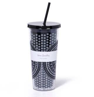 Thumbnail 1: Vera Bradley 24 oz Bandana Medallion Tumbler With Straw 