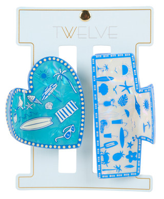 Thumbnail 1: TWELVE 2 Pk Tropical Hair Claw Clips 