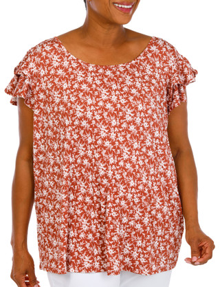 Thumbnail 1: Fyve Women's Plus Short Sleeve Flutter Top 