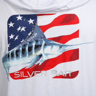 Thumbnail 5: Silver Bait Men's Outdoor Hooded Shirt with Pull Up Face Cover 