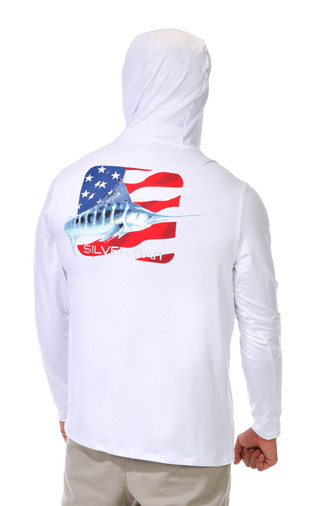 Thumbnail 6: Silver Bait Men's Outdoor Hooded Shirt with Pull Up Face Cover 