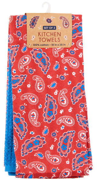 Thumbnail 1: Dream Home 3 Pk Bandana Print Kitchen Towels 