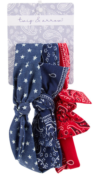 Thumbnail 1: TWIG & ARROW 3 Pk Americana Headwraps 