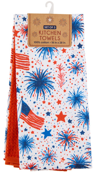 Thumbnail 1: Dream Home 3 Pk 4th of July Kitchen Towels 