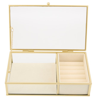 Thumbnail 1: Oasis 2 Section Glass Jewelry Box 