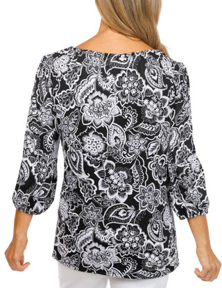 Thumbnail 3: Ruby Road Women's 3/4 Sleeve Puff Print Top 