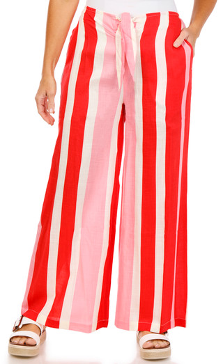 Thumbnail 1: TRU DESTINATIONS Women's Linen Stripe Swim Cover-Up Pants 