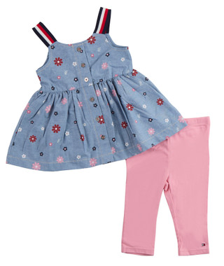 Thumbnail 1: Tommy Hilfiger Toddler Girls 2 Pc Floral Dress & Leggings Set 