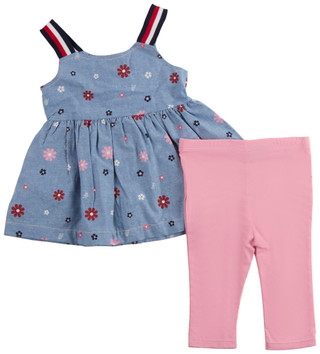 Thumbnail 3: Tommy Hilfiger Toddler Girls 2 Pc Floral Dress & Leggings Set 