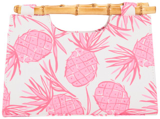 Thumbnail 1: D'Margeaux Tropical Pineapple Satchel with Bamboo Handle 