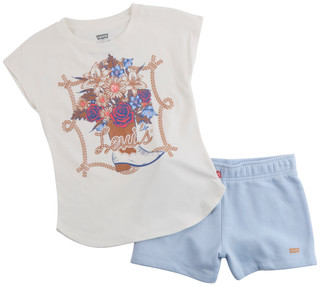 Thumbnail 1: Levi's Big Girls 2 Pc Western Tee & Shorts Set 