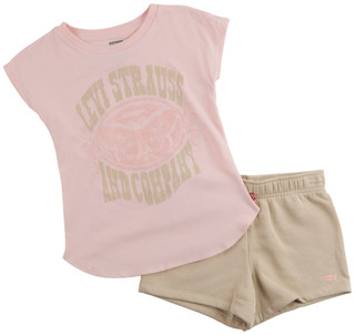 Thumbnail 1: Levi's Big Girls 2 Pc Butterfly Tee & Shorts Set 