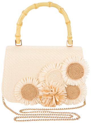 Thumbnail 1: D'Margeaux Floral Woven Satchel with Bamboo Handle 
