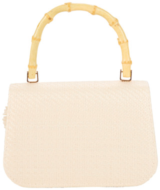 Thumbnail 3: D'Margeaux Floral Woven Satchel with Bamboo Handle 