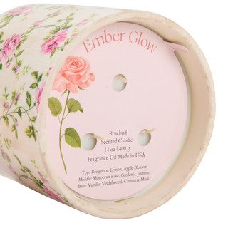 Thumbnail 2: Ember Glow 14 oz Rosebud Scented 3 Wick Candle 