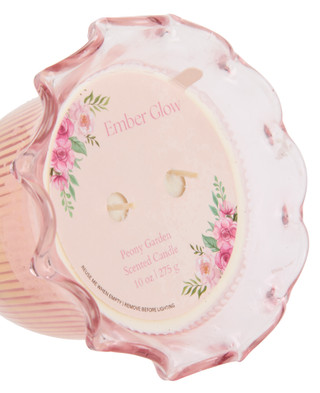 Thumbnail 2: Ember Glow 10 oz Peony Garden Scented 2 Wick Candle in Fluted Glass 