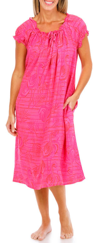 Thumbnail 1: Hue Women's Short Sleeve Shirred Midi Sleepshirt 