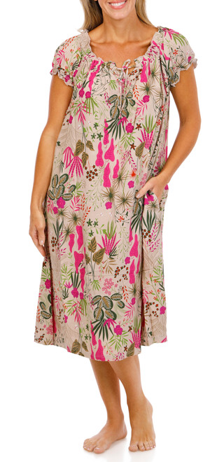 Thumbnail 1: Hue Women's Short Sleeve Shirred Midi Sleepshirt 