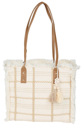 Thumbnail 1: Catherine Malandrino Double Handle Canvas Tote with Shell Tassel 