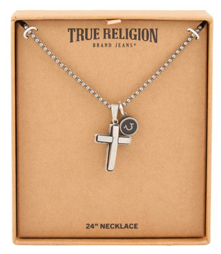Thumbnail 1: True Religion Men's Burnished Enamel Horse Shoe Cross Necklace  