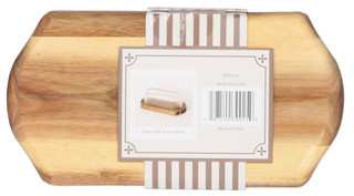 Thumbnail 2: Homestead Kitchen Acacia Wood Glass Butter Dish 