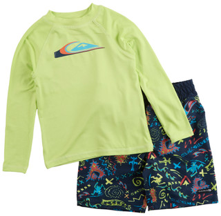 Thumbnail 1: Quiksilver Little Boys 2 Pc Long Sleeve Swim Shirt & Trunks Set 
