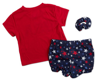 Thumbnail 2: Freestyle Little Girls 3 Pc Americana Pajama Shorts Set  