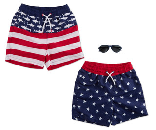 Thumbnail 1: BCOOL Little Boys 3 Px Swim Shorts Set w/ Sunglasses  