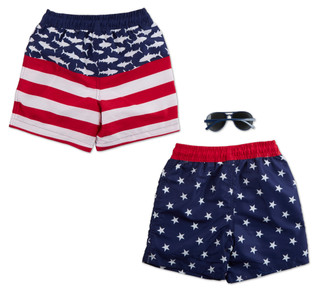 Thumbnail 2: BCOOL Little Boys 3 Px Swim Shorts Set w/ Sunglasses  
