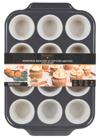 Thumbnail 1: Bombay 12 Cup Nonstick Silicone Cupcake Pan 
