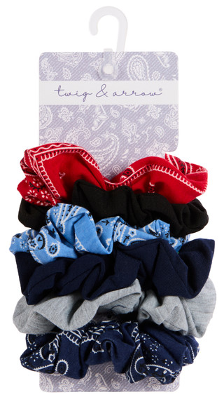 Thumbnail 1: TWIG & ARROW 6 Pk Assorted Bandana Scrunchies 