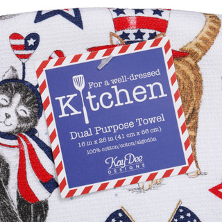 Thumbnail 3: Kay Dee Designs 16x26 Patriotic Cats Dual Purpose Kitchen Towel 